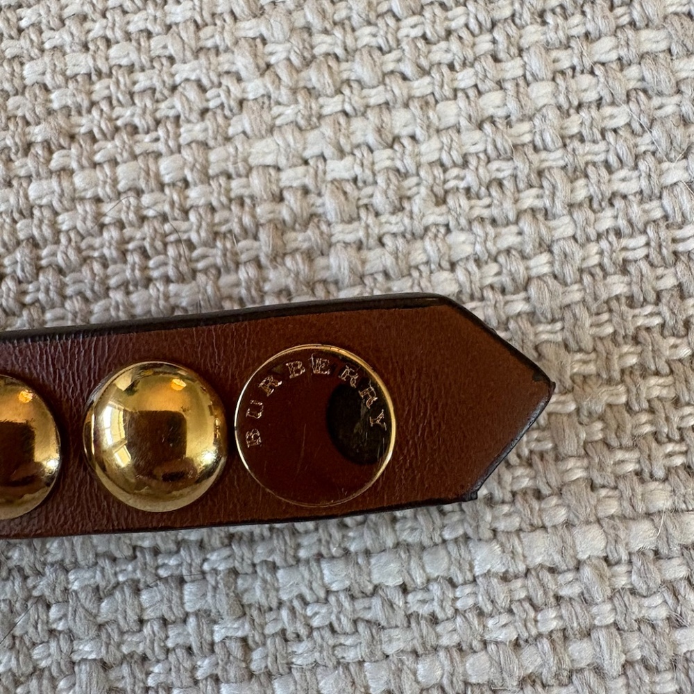 Burberry Brown Leather Gold Studs Riveted Double Wrap Belt - Picture 4 of 6